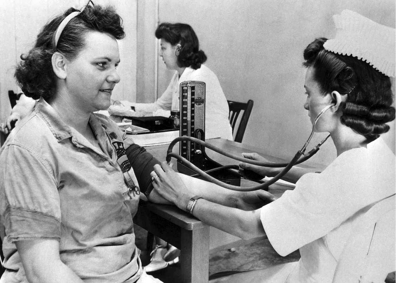The 1950s historical photograph of a nurse